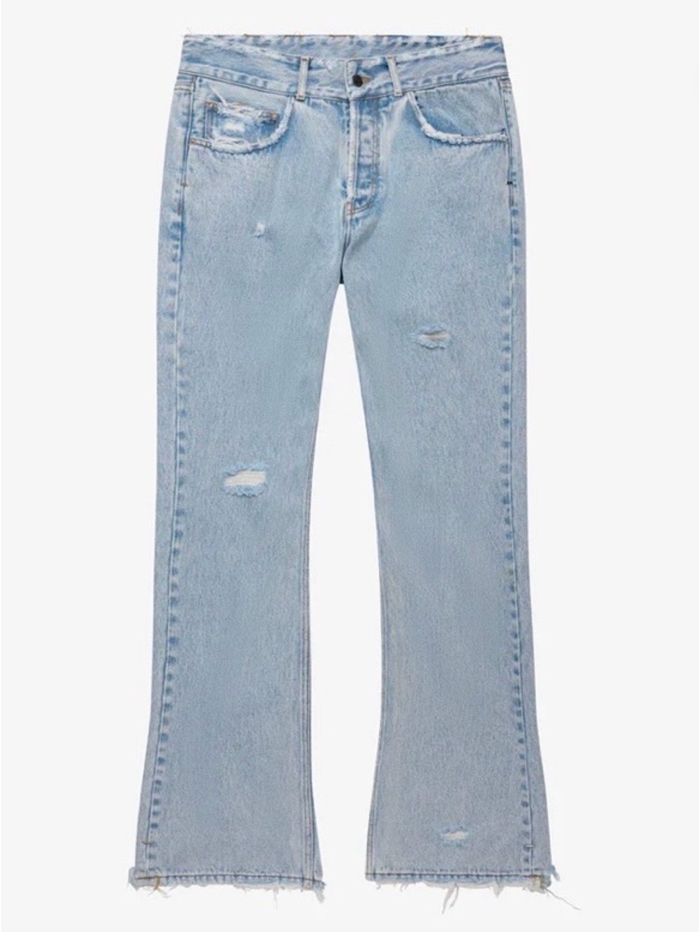 Ask Yurself Flared Baggy Washed Blue Denim Jeans - Size 32